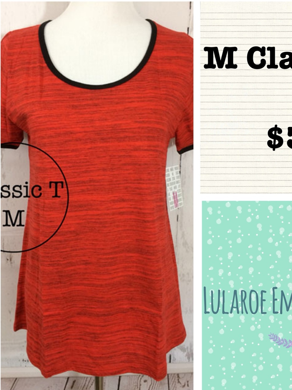 LuLaRoe Short Sleeve Tee in Red with Black Trim